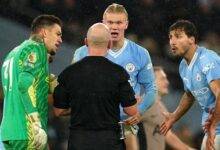 • Haaland leads a furious City protest against Ref. Hooper