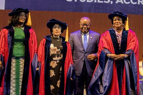 President Akufo-Addo (second from right) with Mrs Akufo-Addo (right), Mrs Wood (left) and Justice Bamford-Addo after the programme