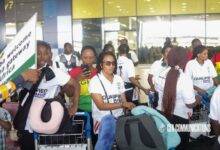 • Members of the Black Queens at the KIA on arrival
