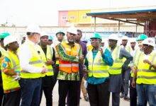 • Dr Opoku-Prempeh (third from left) being briefed at the site