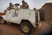 Members of MINUSMA Chadian contingent patrol in Kidal, Mali, in December 2016
