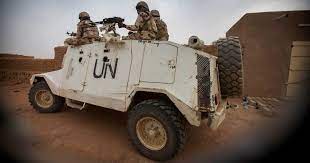 Members of MINUSMA Chadian contingent patrol in Kidal, Mali, in December 2016