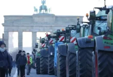 • Tractors lined up outside Berlin's Brandenburg Gate during a blockade earlier this month