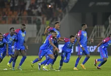 DR Congo players celebrate the win over Egypt