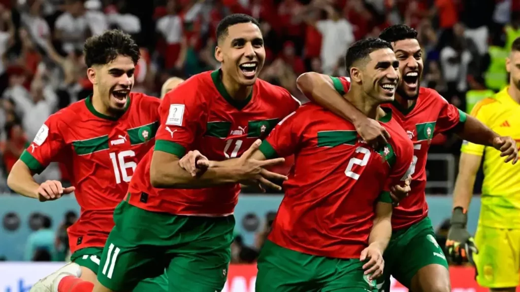 Morocco players in a jubilant mood