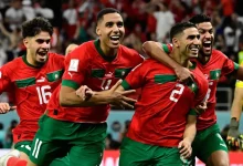 Morocco players in a jubilant mood