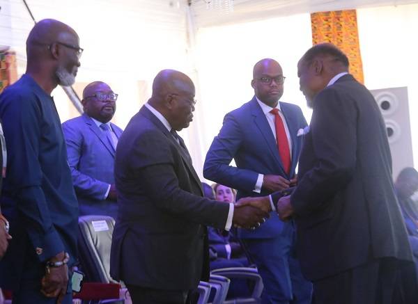 Prioritise transportation to boost intra-Africa trade------President Akufo-Addo (second from left) interacting with of the dignitaries at the programme