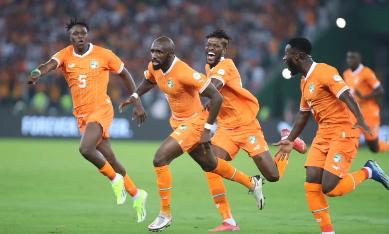 • The Elephants celebrating their opening day win against Guinea Bissau
