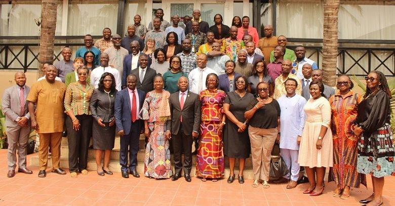 • Prof. S.K Annim (fifth from left), Dr Evans Aggrey-Darkoh (eigth from right), Dr Grace Bediako (sixth from left) with the participants after the opening ceremony Photo: Ebo Gorman