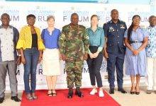 • Maj. Richard Addo-Gyane (fifth from left), H.E Sivine Jansen (fifth from right) with other guests at the launch of KAPS forum Photo: Ebo Gorman