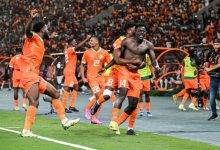 Players of Cote d Ivoire celebrating their second goal