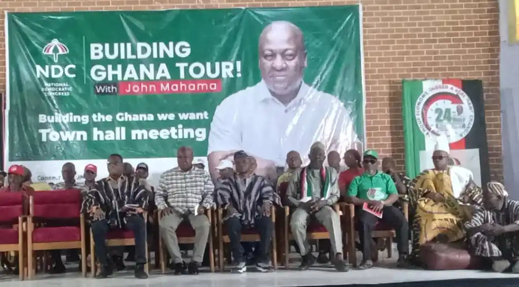 • Former President Mahama (seated second from left) with patrons at the meeting