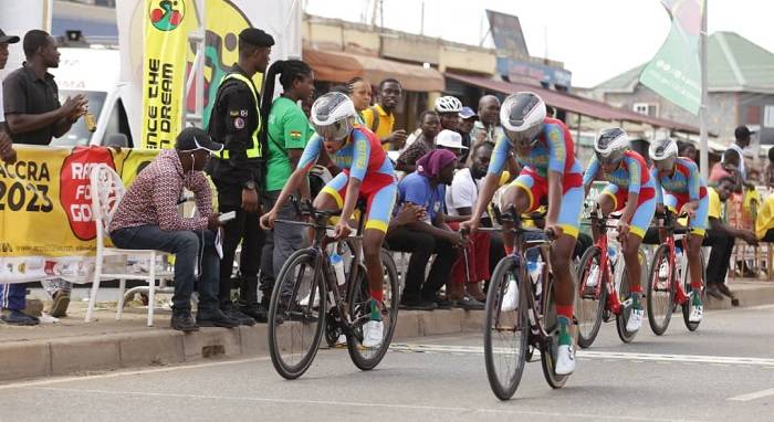A scene from the cycling event