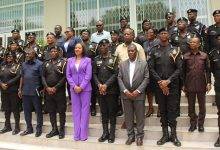 Mrs Jean Mensa (fifth from left), IGP Dr Akuffo Dampare (fifth from right) with the police delegation after the meeting. Photo. Ebo Gorman