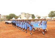 Students of Kinbu SHS marching pass the dais at the Accra High School. Photo. Ebo Gorman