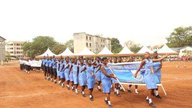 Students of Kinbu SHS marching pass the dais at the Accra High School. Photo. Ebo Gorman