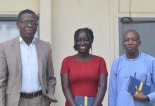 • Mr David Agbenu (left) with the delegation after the meeting Photo: Stephanie Birikorang