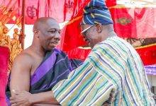 • Mr Alban Bagbin with Odeneho Dr Affram Brempong III of the Suma Traditional Area