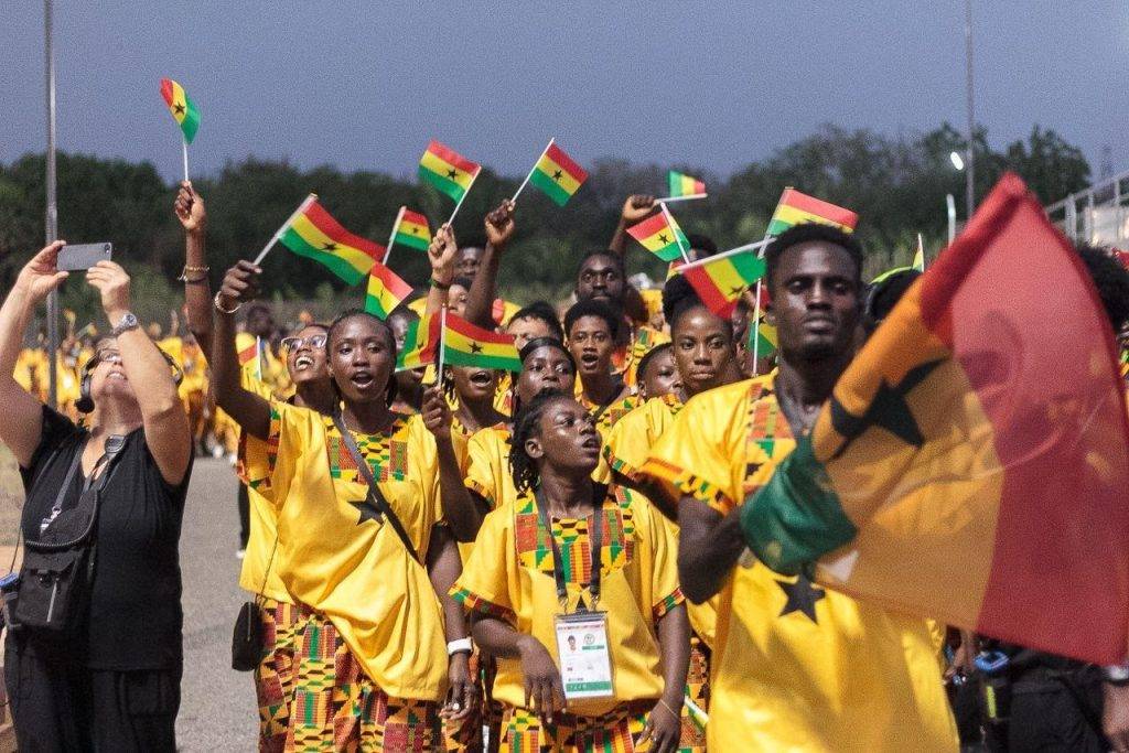 A member of the Black Bombers, Abdul Wahid Omar leads Team Ghana at the closing ceremony