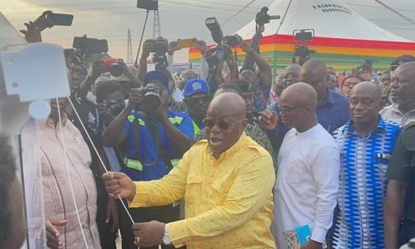 • (Inset) President Akufo-Addo commissioning the plant