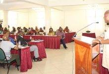 • Former President John D. Mahama addressing the AGI Council at the meeting in Accra Photo: Ebo Gorman