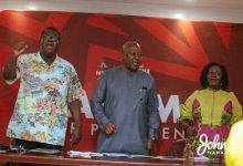• President Mahama (middle), his running mate, Prof. Naana Jane Opoku-Agyemang (right) and Mr Carbonu
