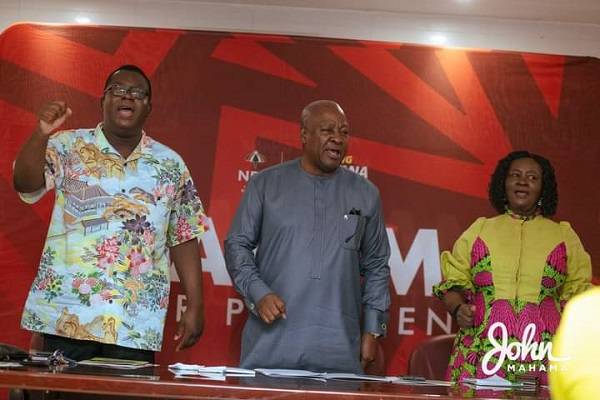 • President Mahama (middle), his running mate, Prof. Naana Jane Opoku-Agyemang (right) and Mr Carbonu