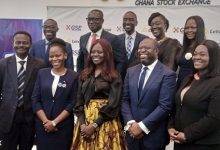 Ms Amoah (middle front row) and Mr Tetteh (second right front row) and other senior management staff of GSE and Letshego Ghana after the bond listing programme.