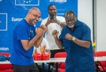 Razaaly (left) Azumah face-to-face at the launch