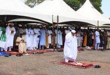 • Sheikh Mohammed Kamil Mohammed leading the prayers at the State House in Accra Photo: Ebo Gorman