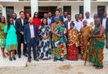 Nana Kobina Nketsia V with his elders and the Telecel Ghana delegation